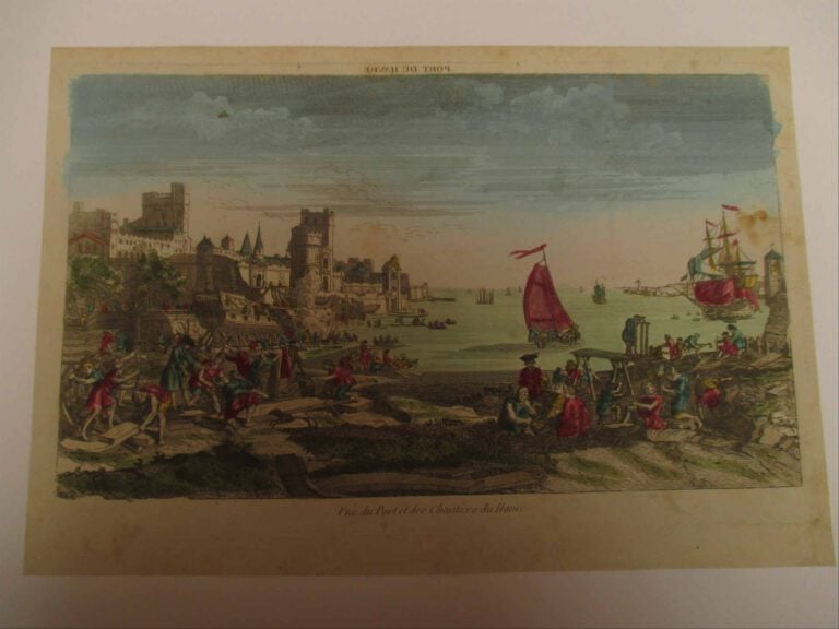 Ensemble de deux lithographies comprenant : - - Marine - 18 x 42 cm - - Vue du…