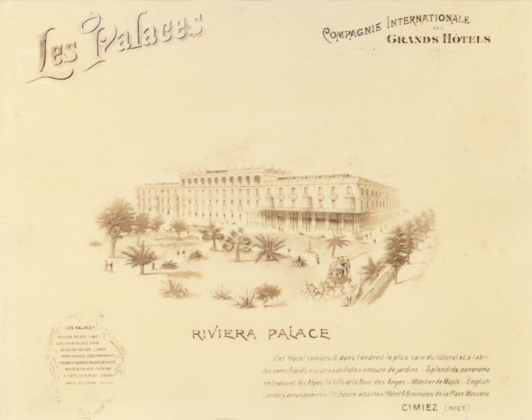 Ensemble de deux tirages photographiques sépia représentant le Riviera Palace à…