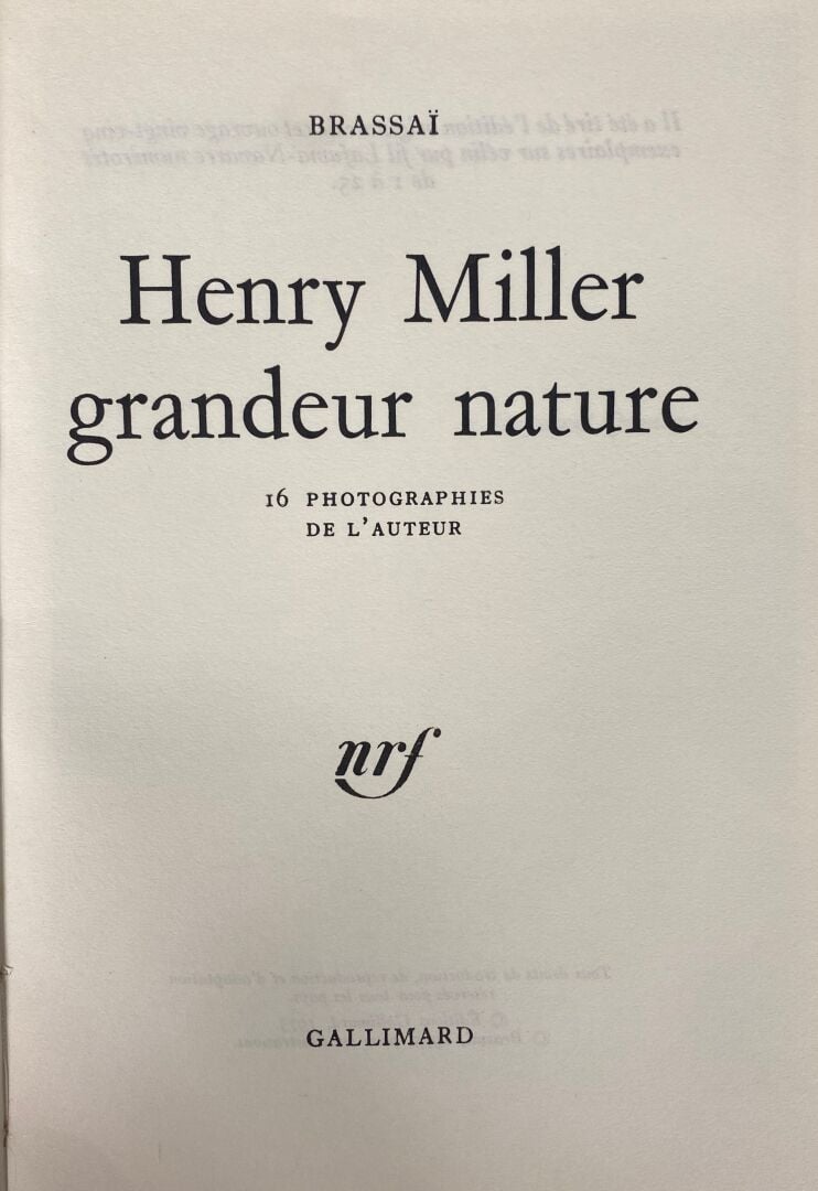 Ensemble de documentation sur BRASSAI (1899-1984) : - -Henri Miller rocher heur…
