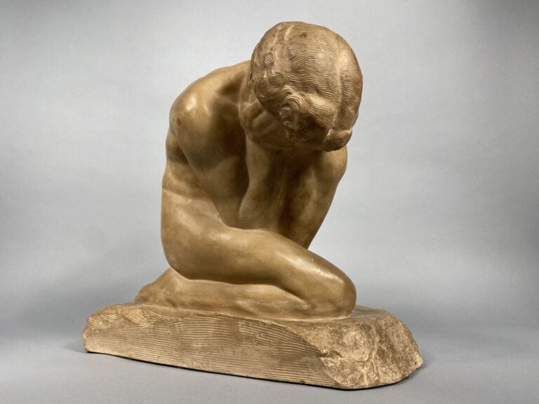 Eugène BOURGOUIN (1880-1924), d'après - Nu accroupi, lamentation - Epreuve en t…