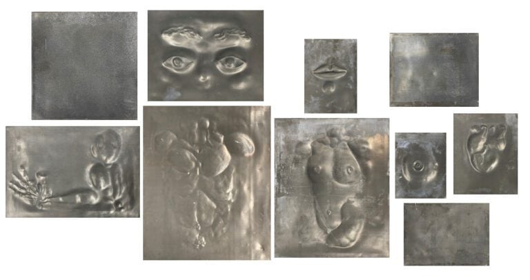 Fabrice LANGLADE (1964) - Suite de dix plaques en plomb travaillées au repoussé…