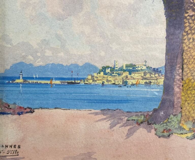 Félix PILLE (1848-1919) - Vue de Cannes - Aquarelle - Signé en bas à gauche et…