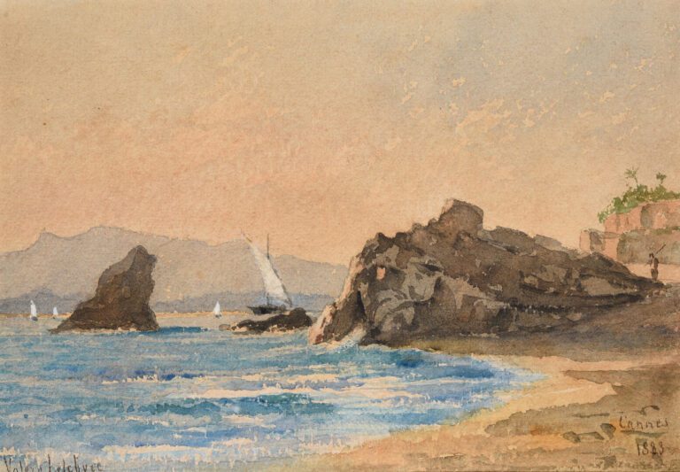 Félix PILLE (1848-1919) - Vue de Cannes - Aquarelle - Signé en bas à gauche et…