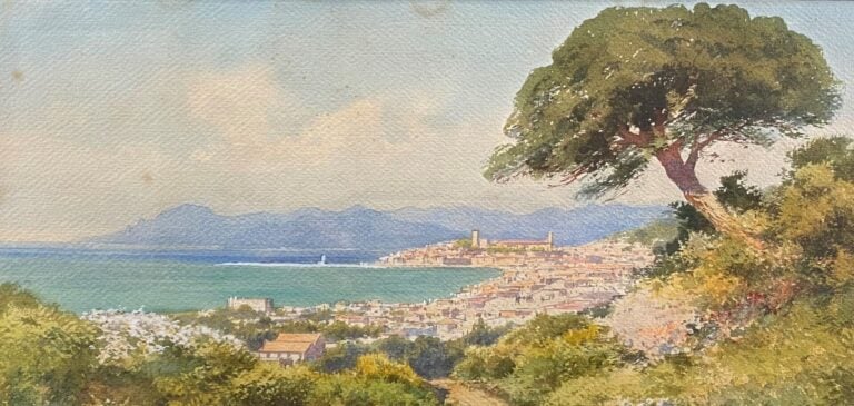 Félix PILLE (1848-1919) - Vue de Cannes - Aquarelle - Signé en bas à gauche et…