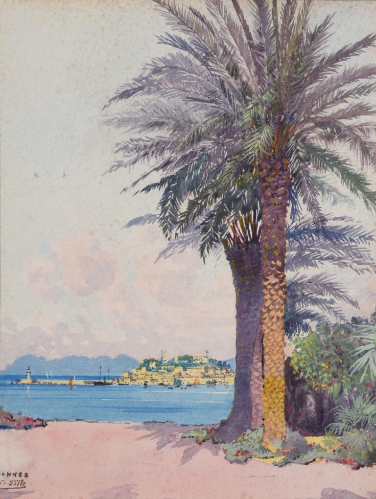Félix PILLE (1848-1919) - Vue de Cannes - Aquarelle - Signé en bas à gauche et…