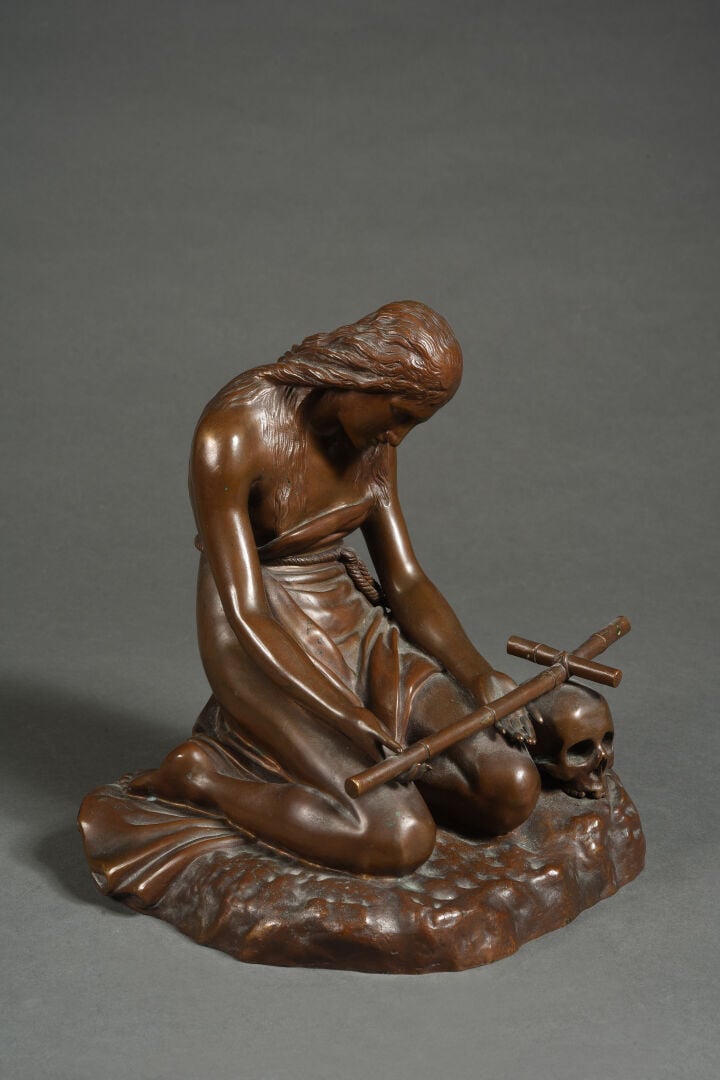 Ferdinand BARBEDIENNE Fondeur - Madeleine agenouillée - Epreuve en bronze à pat…