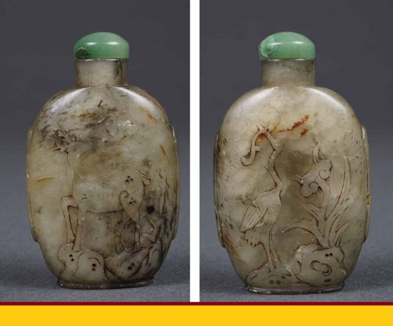 FLACON TABATIERE EN JADE NEPHRITE - Chine, Fin de le Dynastie Qing, Epoque XIXe…