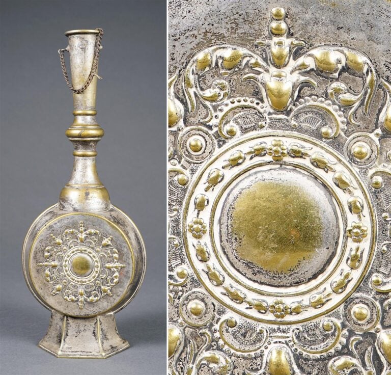 FLASQUE A EAU EN LAITON ARGENTE, SURAHI - Fabrication Anglaise pour le marché I…