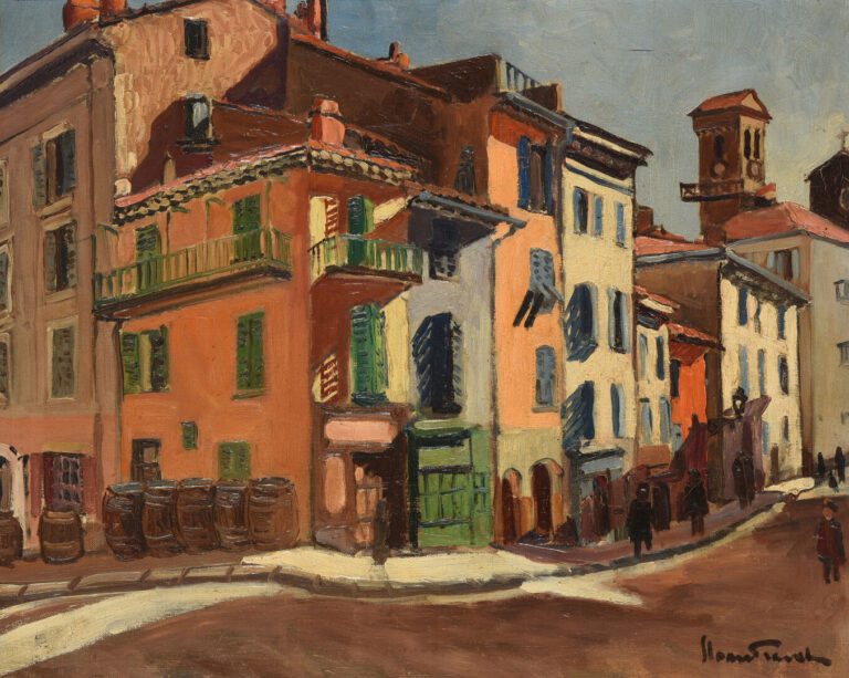 Franck SLOAN (1900-1984) - La rue du Suquet, Cannes - Huile sur toile - Signée…