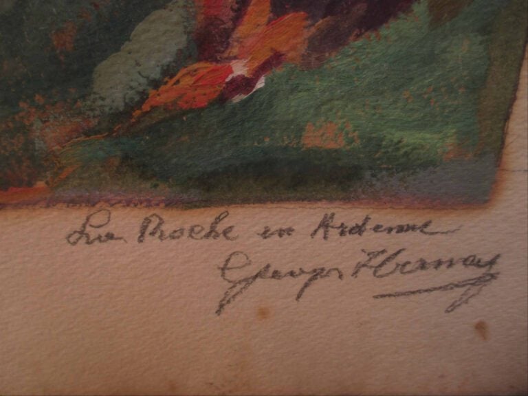 Georges HERMEY ? - La roche en Ardennes - Huile sur papier. - Signée et titrée…