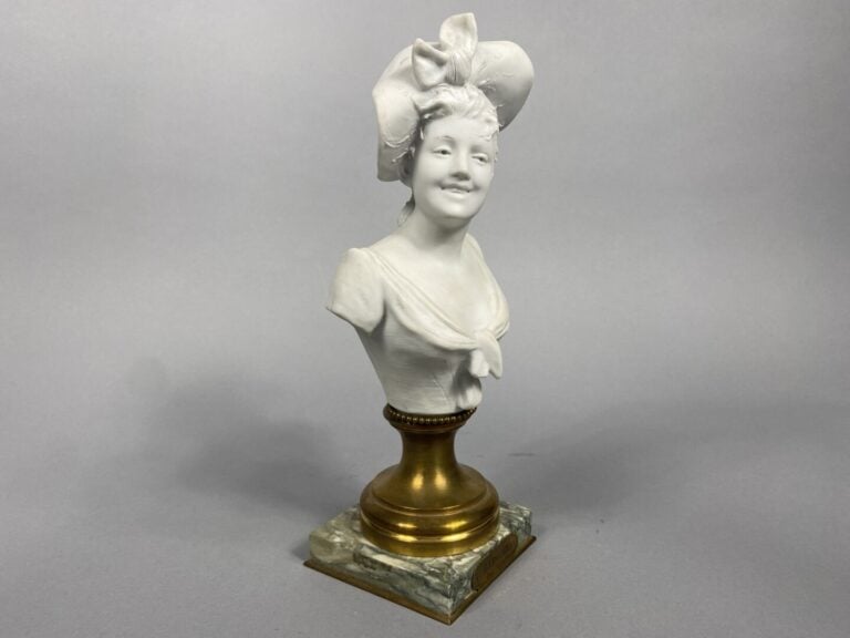 Georges VAN DER STRAETEN (1856-1928), d'après - Bergère - Epreuve en biscuit su…