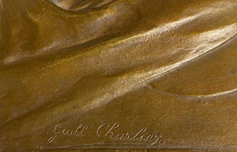 Guillaume CHARLIER (1854-1925), d'après - Vierge à l'enfant - Plaque en bas-rel…