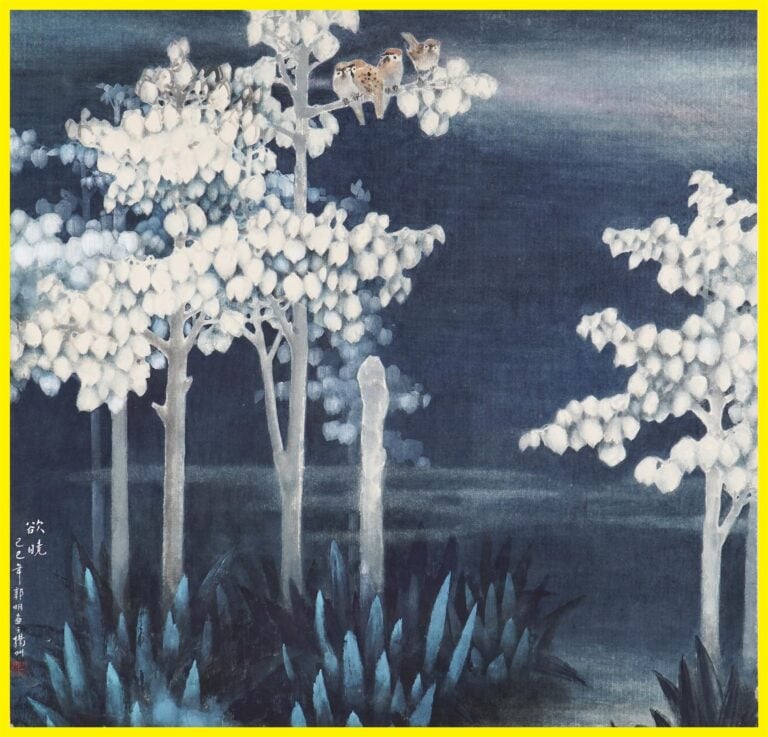 GUO Ming (Chine our Taiwan, Actif XXe siècle) - Trois moineaux perchés sur une…