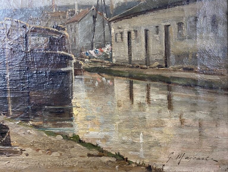 Gustave MASCART (1834-1914) - Vue de port - Huile sur toile - Signée en bas à d…