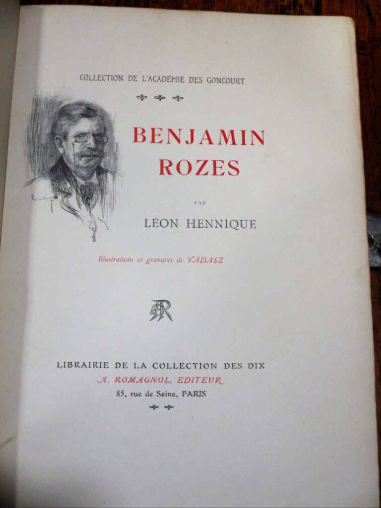 HENNIQUE (Léon). - Benjamin Rozes. Illustrations de Vadasz. - Paris. Romagnol,…