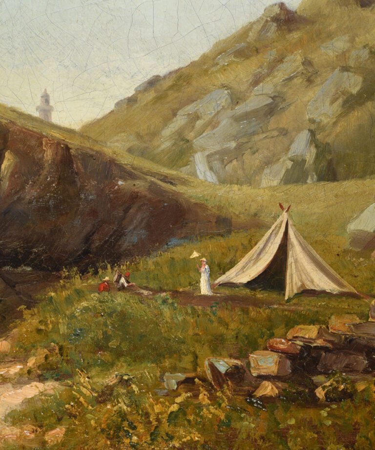 Henri Charles TROUVILLE (XIXe-XXe) - Campement en bord de mer - Huile sur toile…