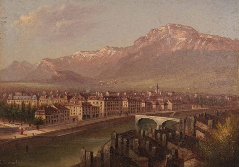 Hubert SATTLER (1817-1904) (Louis RITSCHARD) - L'île Rousseau à Genève - Vue de…