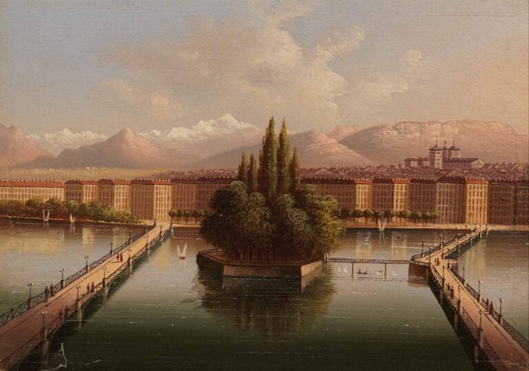 Hubert SATTLER (1817-1904) (Louis RITSCHARD) - L'île Rousseau à Genève - Vue de…