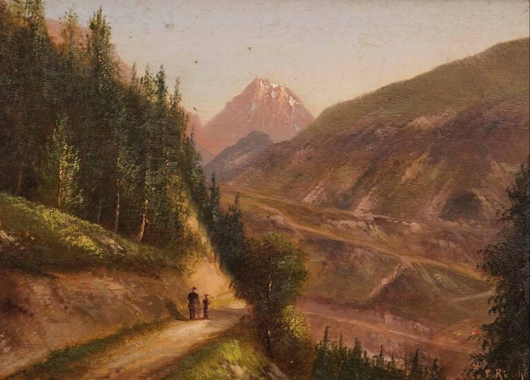 Hubert SATTLER (1817-1904) (Louis RITSCHARD) - Paysage montagneux - Huile sur p…