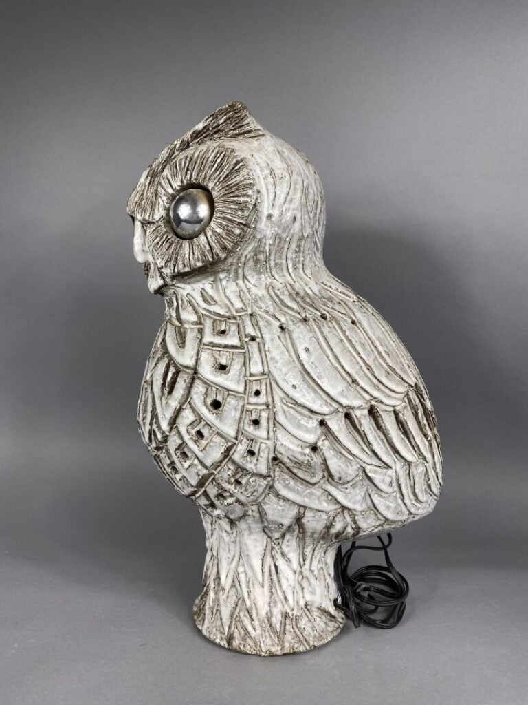 Huguette BESSONE (1929) à VALLAURIS - Lampe en céramique émaillée blanche figur…