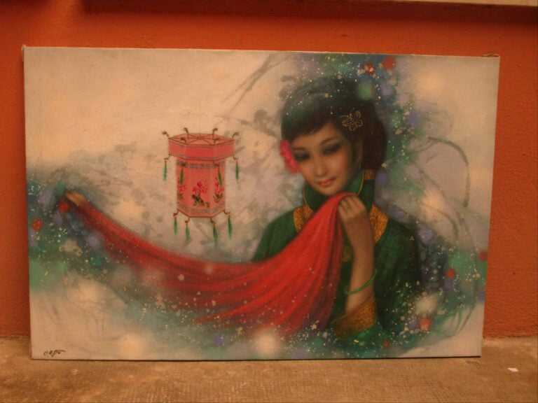 Huile sur toile représentant une chinoise. - Porte une signature en bas à gauch…