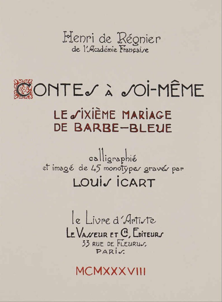 [ICART (Louis)] - REGNIER (Henri de). - Le sixième mariage de Barbe-Bleue. Call…