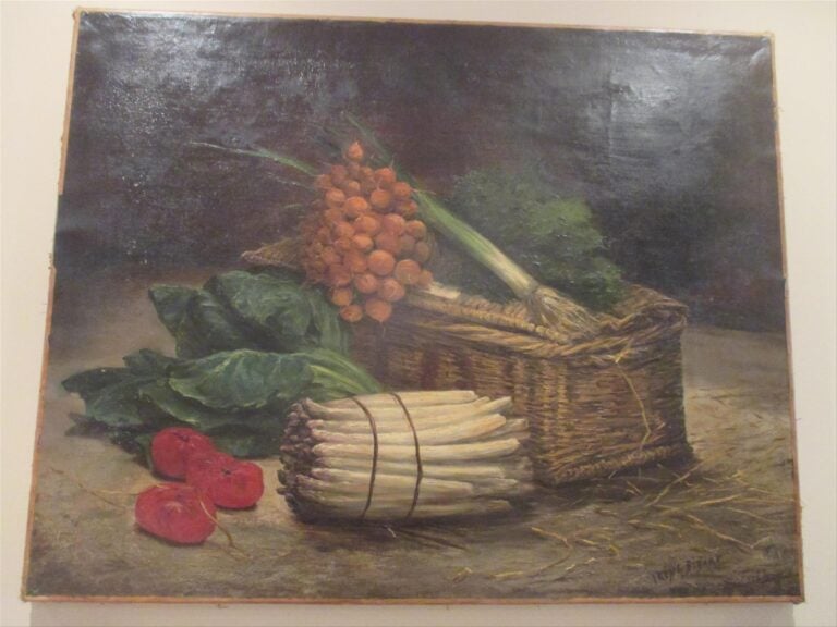 Irène BIZARD - Nature morte aux légumes - Huile sur toile. - Signée en bas à dr…