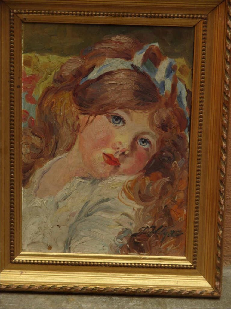 J. ILLYNE ? - Portrait de jeune fille. - Huile sur isorel. - Porte une signatur…