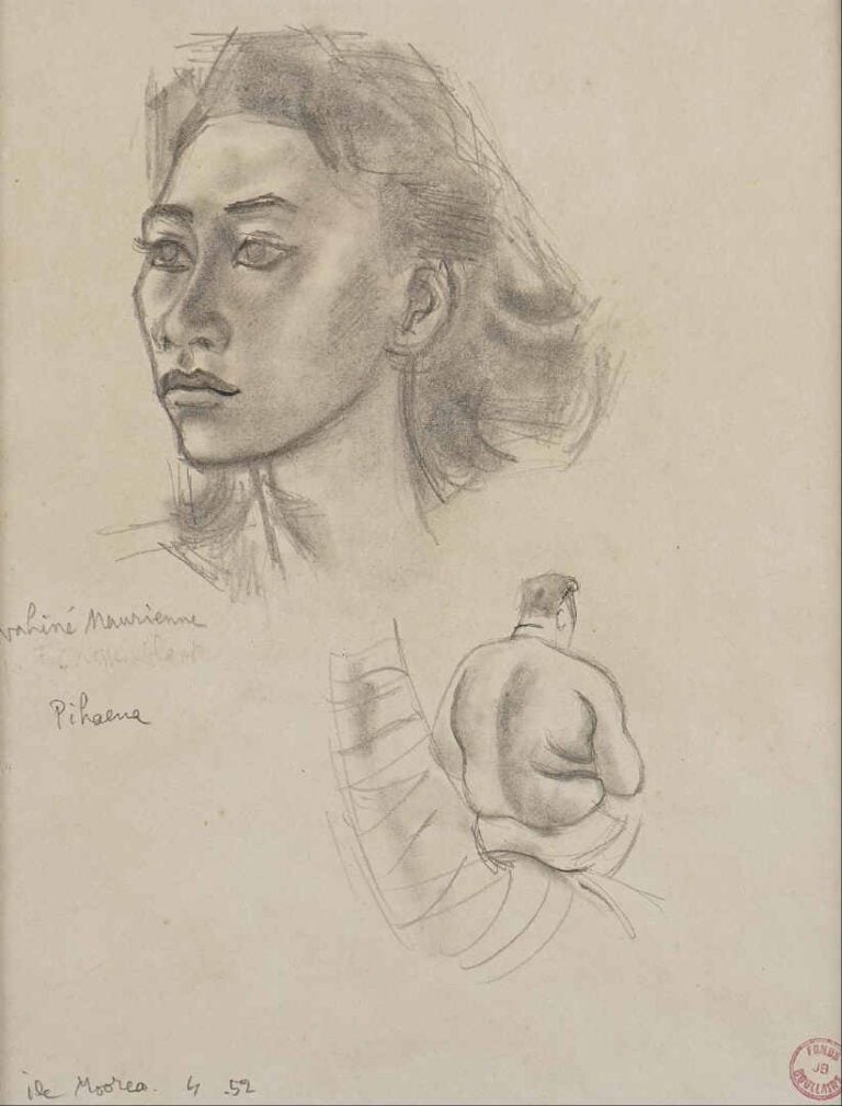 Jacques BOULLAIRE (1893-1976) - Vahiné maurienne - Pihaena - Dessin à la mine d…