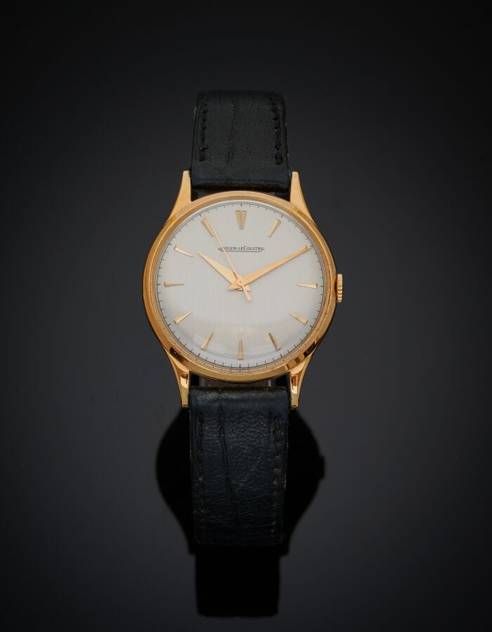 JAEGER LECOULTRE - BRACELET MONTRE ronde en or jaune (750‰). Cadran crème, inde…