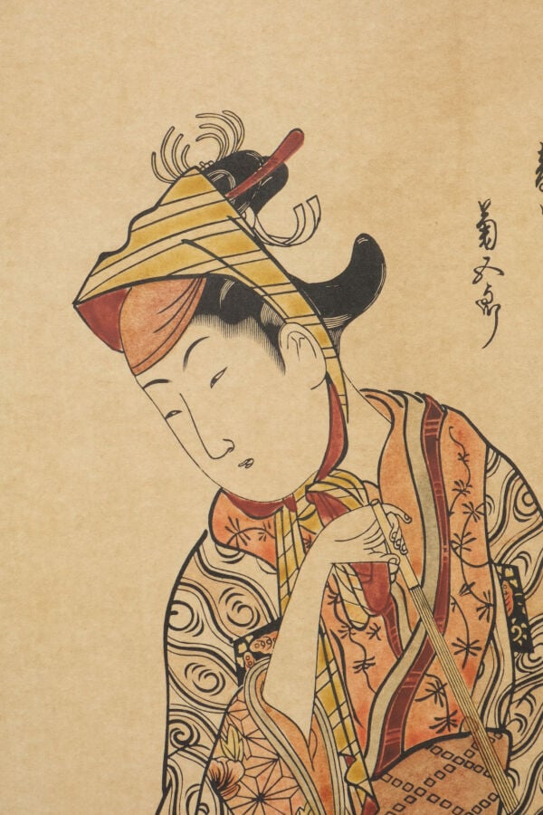 JAPON - XXème - Paravent Byobu à six panneaux, garni de neuf gravures sur bois…