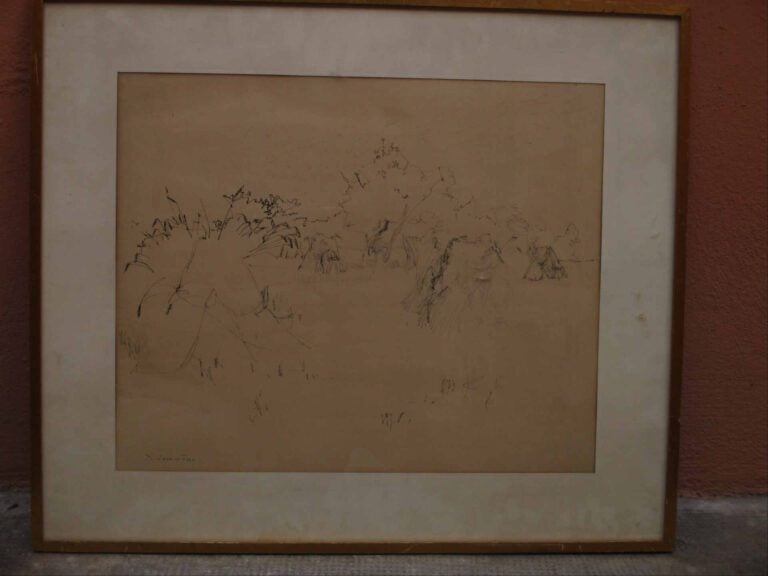 Jean COMMERE (1920-1986) - Paysage - Dessin à l'encre de Chine sur papier. - Si…