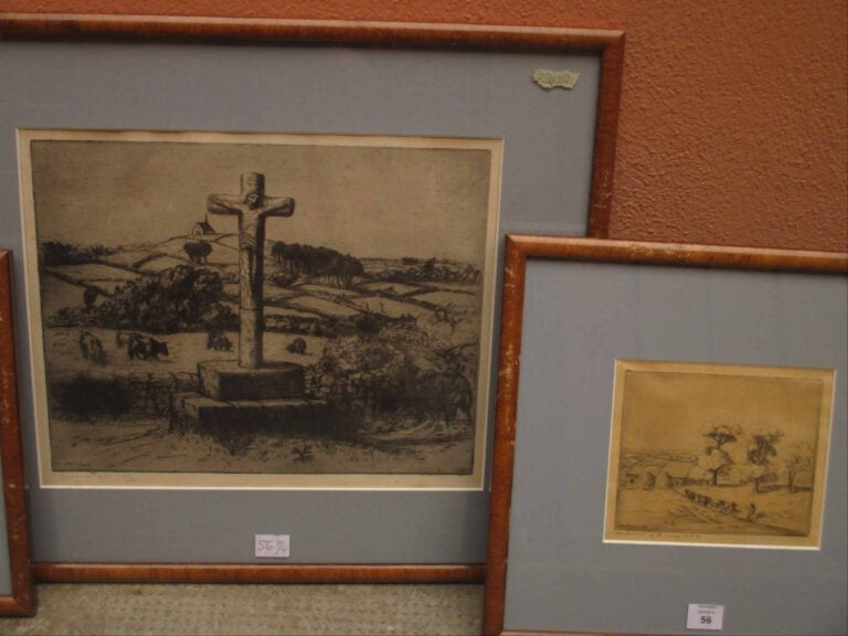 Jean FRÉLAUT (1879-1954) - Le retour à l'étable - un calvaire breton - paysage…