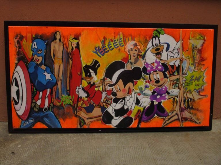 John SEE (XXe siècle) - Mickey, Minnie et leurs amis - Technique mixte. - Signé…
