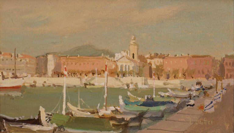 Jonathan ZUTTER (Né en 1928) - Les barques au port de Nice - Nice, le port - De…