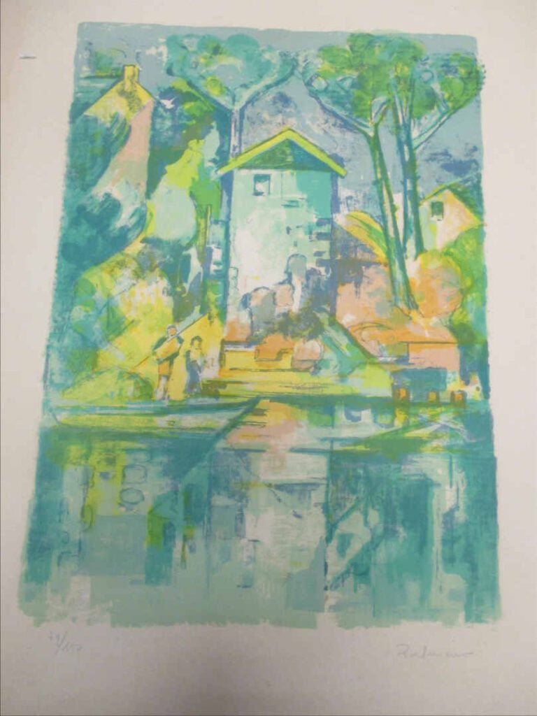 José PALMEIRO (1901/03-1984) - Maisons au bord de l'eau - Lithographie. - Signé…