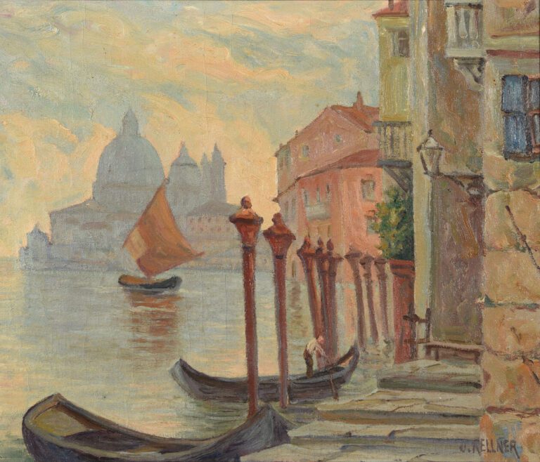 Josef KELLNER (1876- ?) - Vue de Venise avec au loin Santa Maria della Salute -…