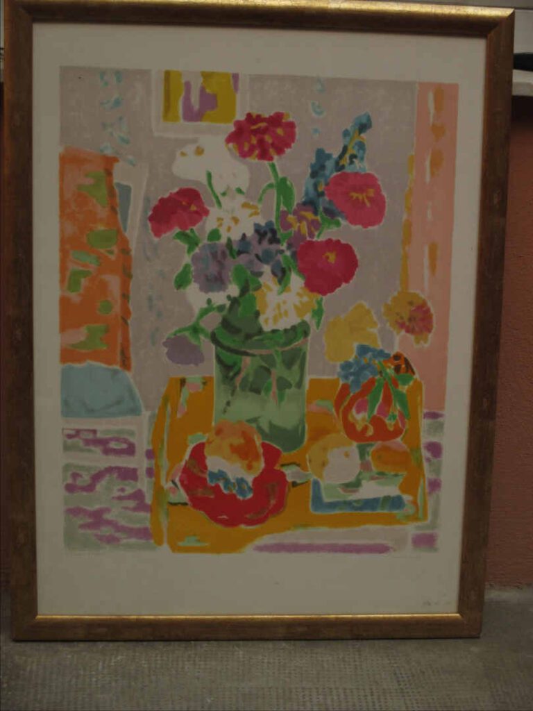 Jules CAVAILLES (1901-1977) - Bouquet au vase vert - Lithographie. - Epreuve d'…