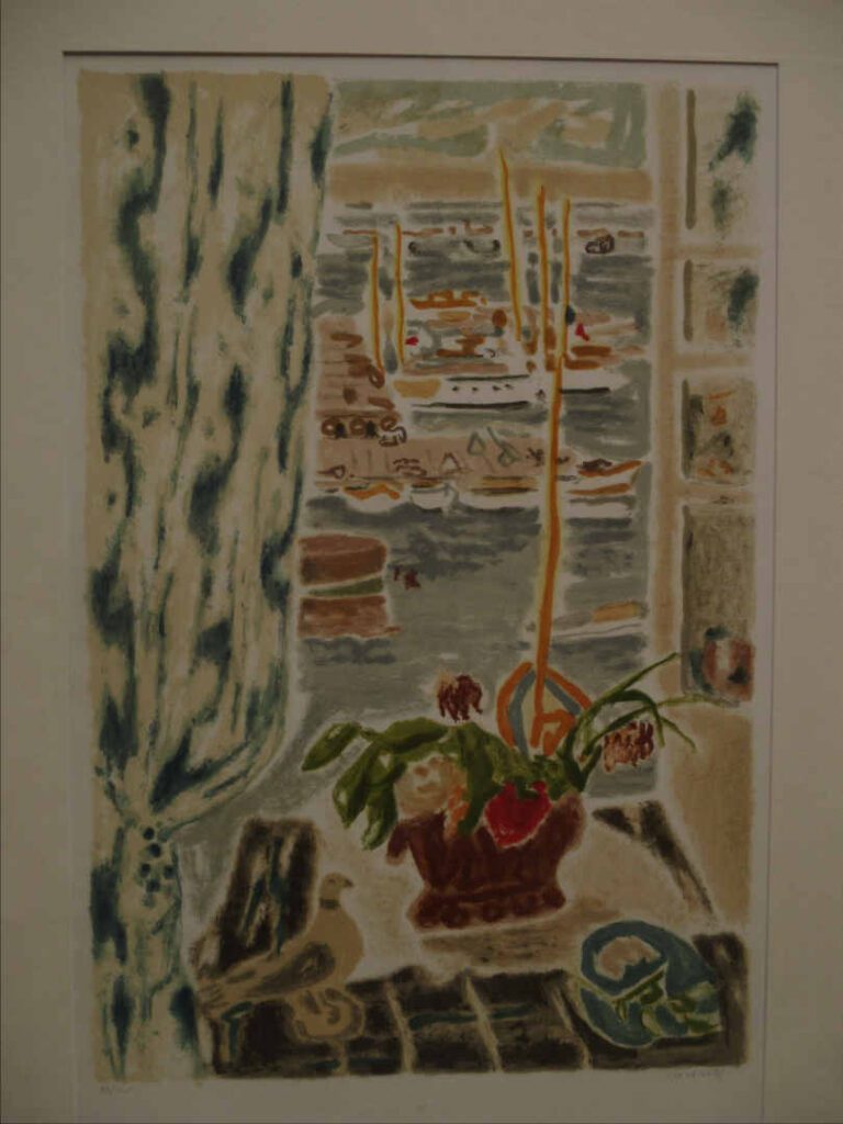 Jules CAVAILLES ( 1901-1977) - Fenêtre ouverte sur le port - Lithographie. - Si…