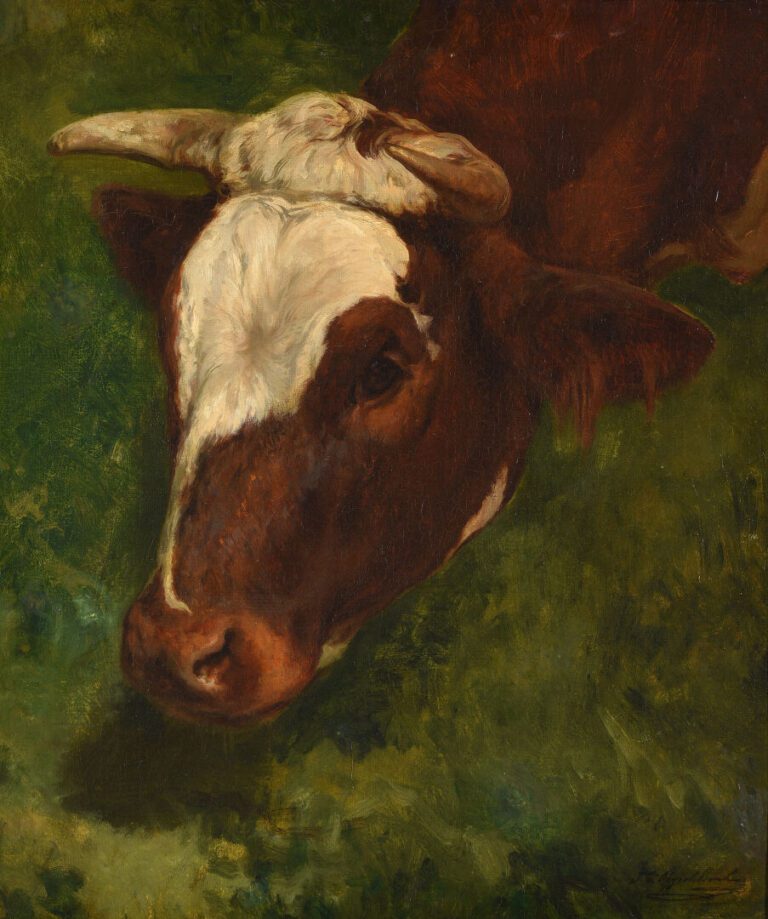 Juliette PEYROL-BONHEUR (1830-1891) - Etude de vache - Huile sur toile - Signée…