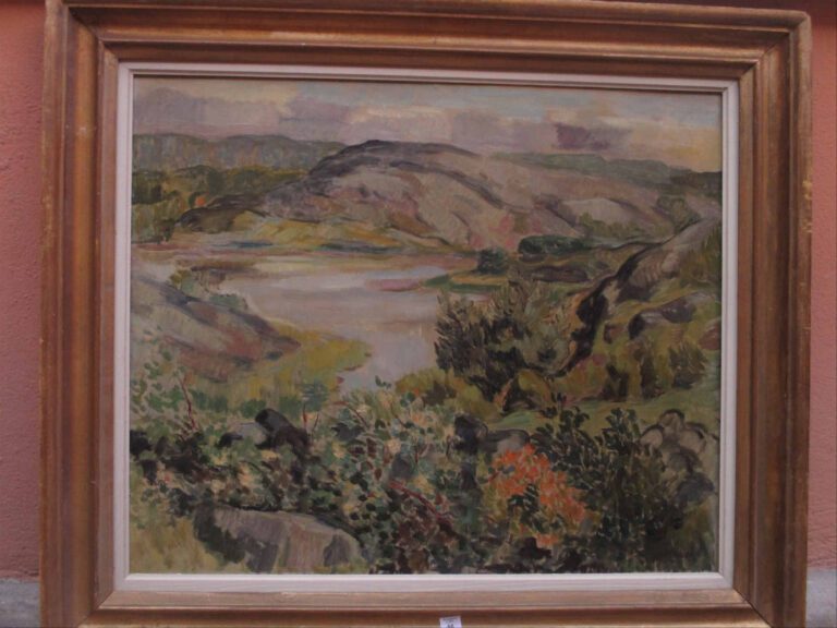 Kristian LUNDSTEDT (1894-1959) - Paysage de Bohuslan, 1950 - Huile sur isorel.…
