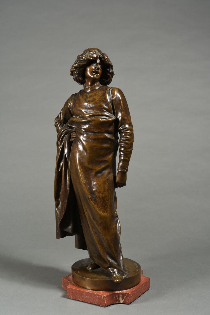 LEONARD (XIX-XXe) - Homme drapé, la main sur la hanche - Epreuve en bronze à pa…