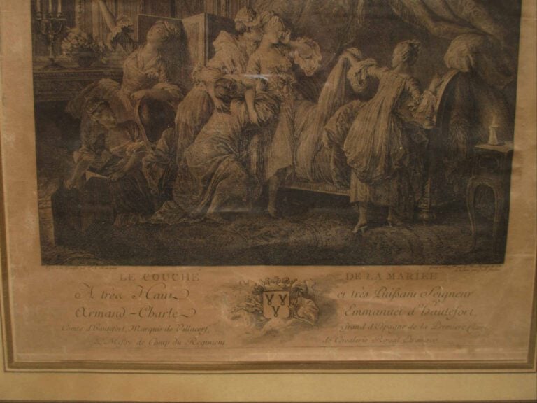 Lithographie en noir et blanc représentant le couché de la mariée. - A vue : 47…