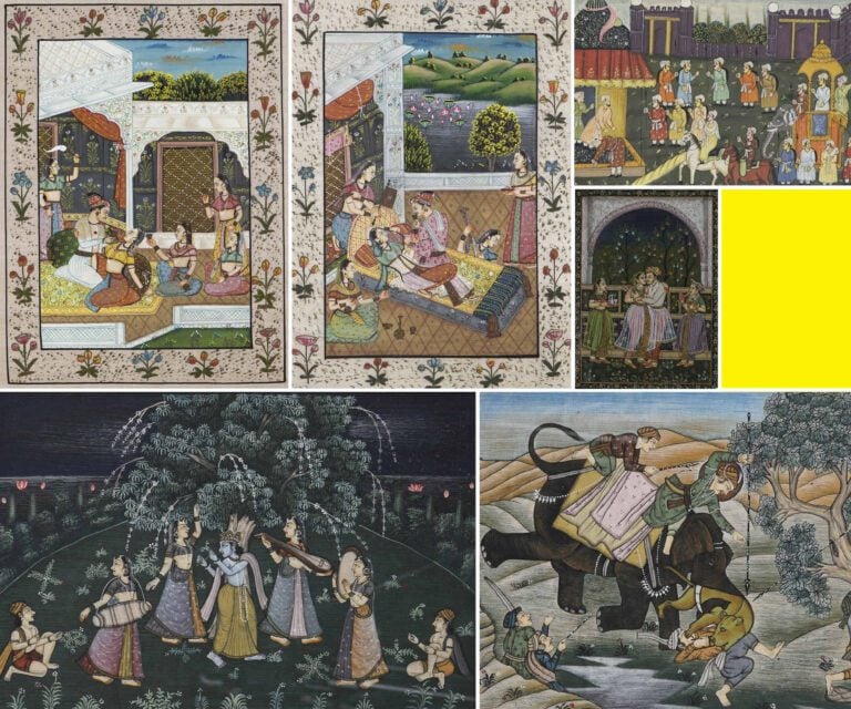 LOT DE SIX (6) MINIATURES INDIENNES - Inde, Epoque XXe siècle - Toutes exécutée…