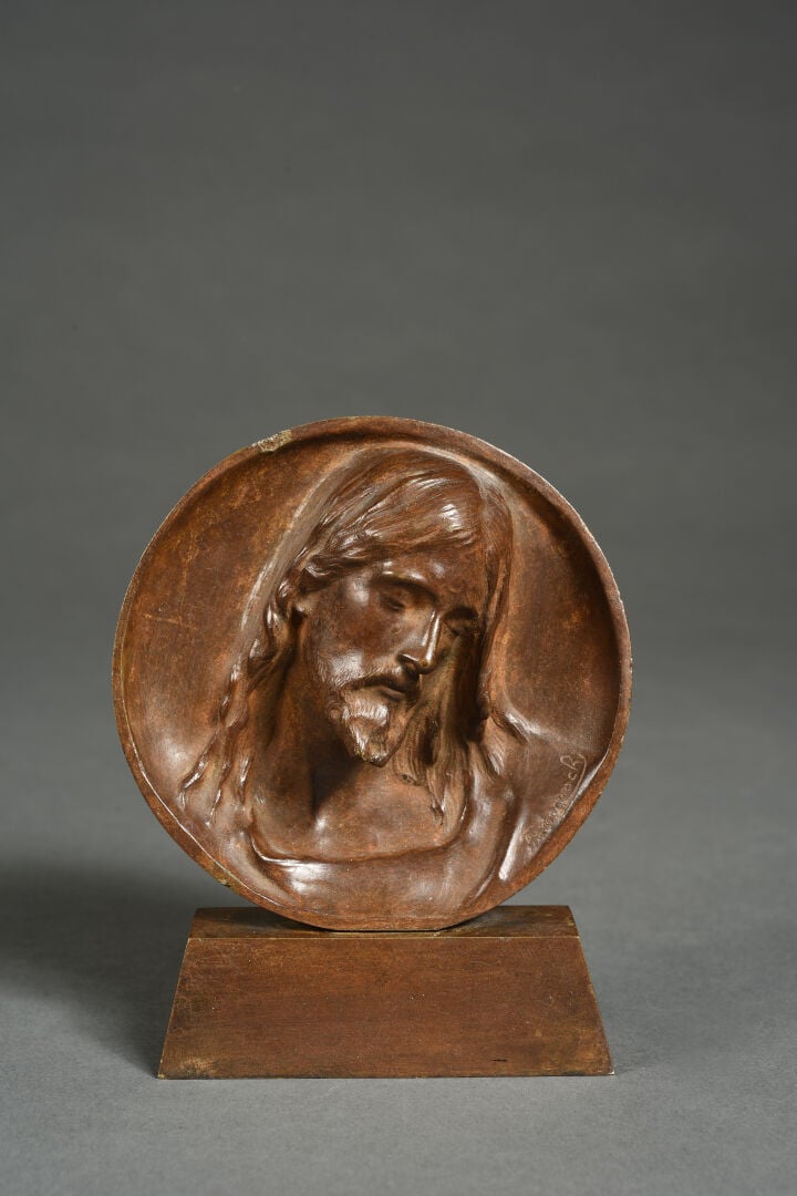Louis Julien Jules FRANCESCHI (1825-1893), d'après - Tête de Christ - Bas-relie…