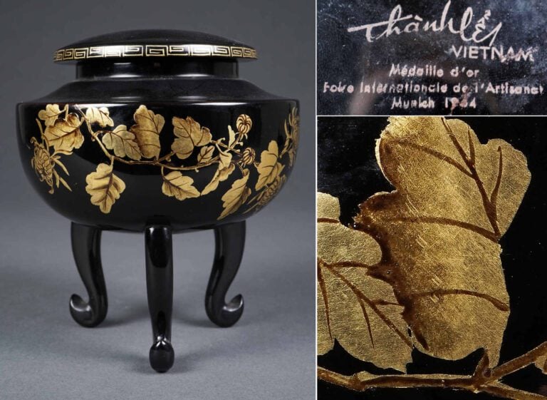 Maison THANH LE (Vietnam / Indochine, Epoque XXe siècle) - Pot-pourri ovoïde tr…