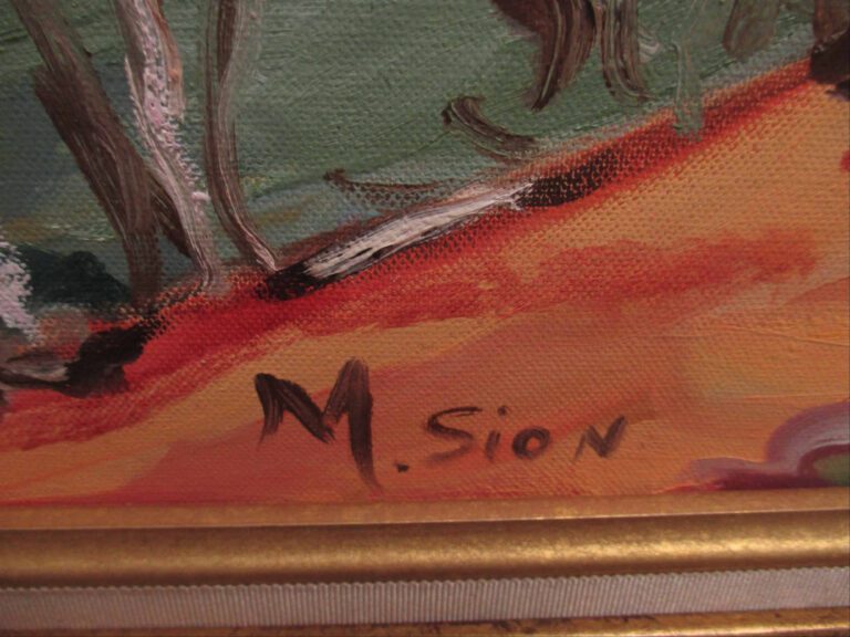 Marie SION (Née en 1956) - La rivière - Huile sur toile. - Signée en bas au cen…