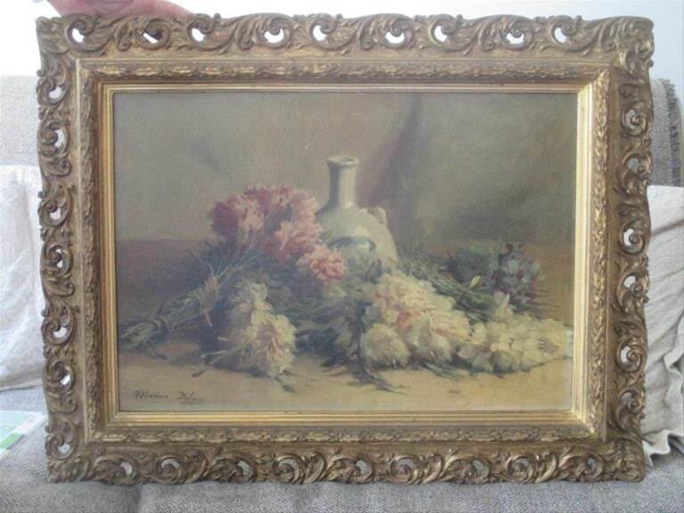 Marius DALON ? - Nature morte aux pivoines - Huile sur toile. - 38 x 55 cm