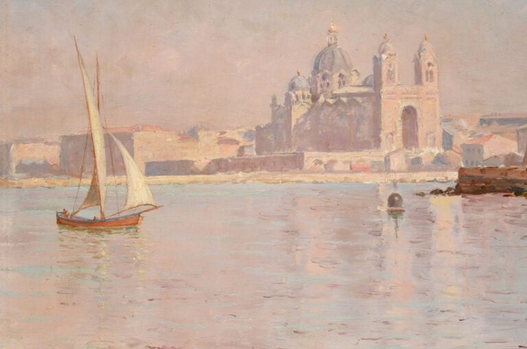 Marius François REYNAUD (1860-1935) - L'entrée du Port de Marseille avec au loi…