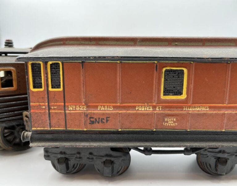 Marklin 1912, loco électrique à 2 essieux marron, manque pantographe et wagon p…